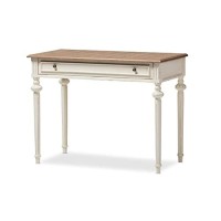 Baxton Studio Marquetterie French Provincial Weathered Oak And Whitewash Writing Desk