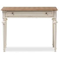 Baxton Studio Marquetterie French Provincial Weathered Oak And Whitewash Writing Desk