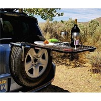 Tire Table Vehicle Tire-Mounted Steel Camping, Travel, Tailgating And Outdoor Work Table, Black (Steel) , 29 X 23 X 1.5