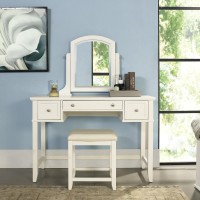 Vista 3Pc Vanity Set White Vanity Mirror Stool