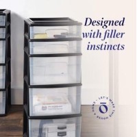 Homz 1Pack 5Drawer Storage Unit Home Office Plastic Organizer Black Frame