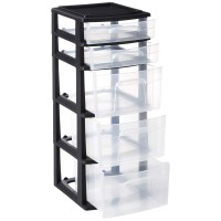 Homz 2Pack 5Drawer Storage Unit Home Office Plastic Organizer Black Frame