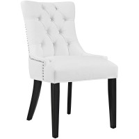 Modway Regent Modern Tufted Faux Leather Upholstered Two Dining Chairs With Nailhead Trim In White