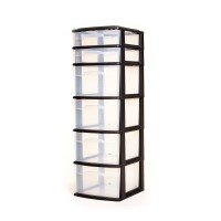 Homz 6 Drawer Plastic Organizer For Home And Office Supply Storage Clearblack