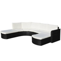 vidaXL 4 Piece Garden Lounge Set with Cushions Poly Rattan Black 43299