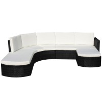 vidaXL 4 Piece Garden Lounge Set with Cushions Poly Rattan Black 43299