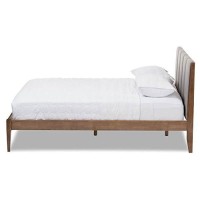 Baxton Studio Ember Mid-Century Dark Grey Fabric And Medium Brown Finish Wood Full Size Platform Bed