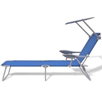 vidaXL Sun Lounger with Canopy Steel Blue 42931