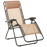 Amazon Basics Outdoor Textilene Adjustable Zero Gravity Folding Reclining Lounge Chair With Pillow 26 Beige