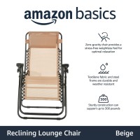 Amazon Basics Outdoor Textilene Adjustable Zero Gravity Folding Reclining Lounge Chair With Pillow 26 Beige