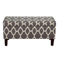 Homepop Large Upholstered Rectangular Storage Ottoman Bench With Hinged Lid, Grey Geometric