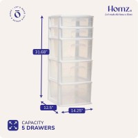 Homz 2Pack 5Drawer Storage Unit Home Office Plastic Organizer White Frame