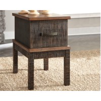 Signature Design by Ashley Stanah Rustic Chair Side End Table with 2 Outlets & 2 USB Charging Ports, Two-Tone Brown