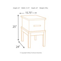 Signature Design by Ashley Stanah Rustic Chair Side End Table with 2 Outlets & 2 USB Charging Ports, Two-Tone Brown