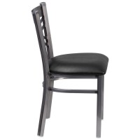 Hercules Series Clear Coated ''X'' Back Metal Restaurant Chair - Black Vinyl Seat