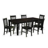 East West Furniture Lgno7-Blk-W Logan 7 Piece Room Furniture Set Consist Of A Rectangle Kitchen Table With Butterfly Leaf And 6 Dining Chairs, 42X84 Inch, Black