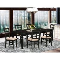 East West Furniture Lgpf7-Blk-C Logan 7 Piece Kitchen Set Consist Of A Rectangle Table With Butterfly Leaf And 6 Linen Fabric Upholstered Dining Chairs, 42X84 Inch