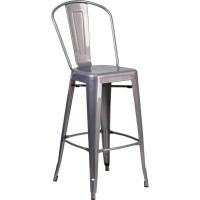 30'' High Clear Coated Indoor Barstool With Back