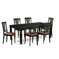 East West Furniture Lgav7-Blk-Lc 7 Piece Kitchen Set Consist Of A Rectangle Wooden Table With Butterfly Leaf And 6 Faux Leather Dining Chairs, 42X84 Inch