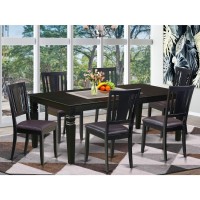 East West Furniture Lgdu7-Blk-Lc 7 Piece Modern Set Consist Of A Rectangle Wooden Table With Butterfly Leaf And 6 Faux Leather Dining Room Chairs, 42X84 Inch