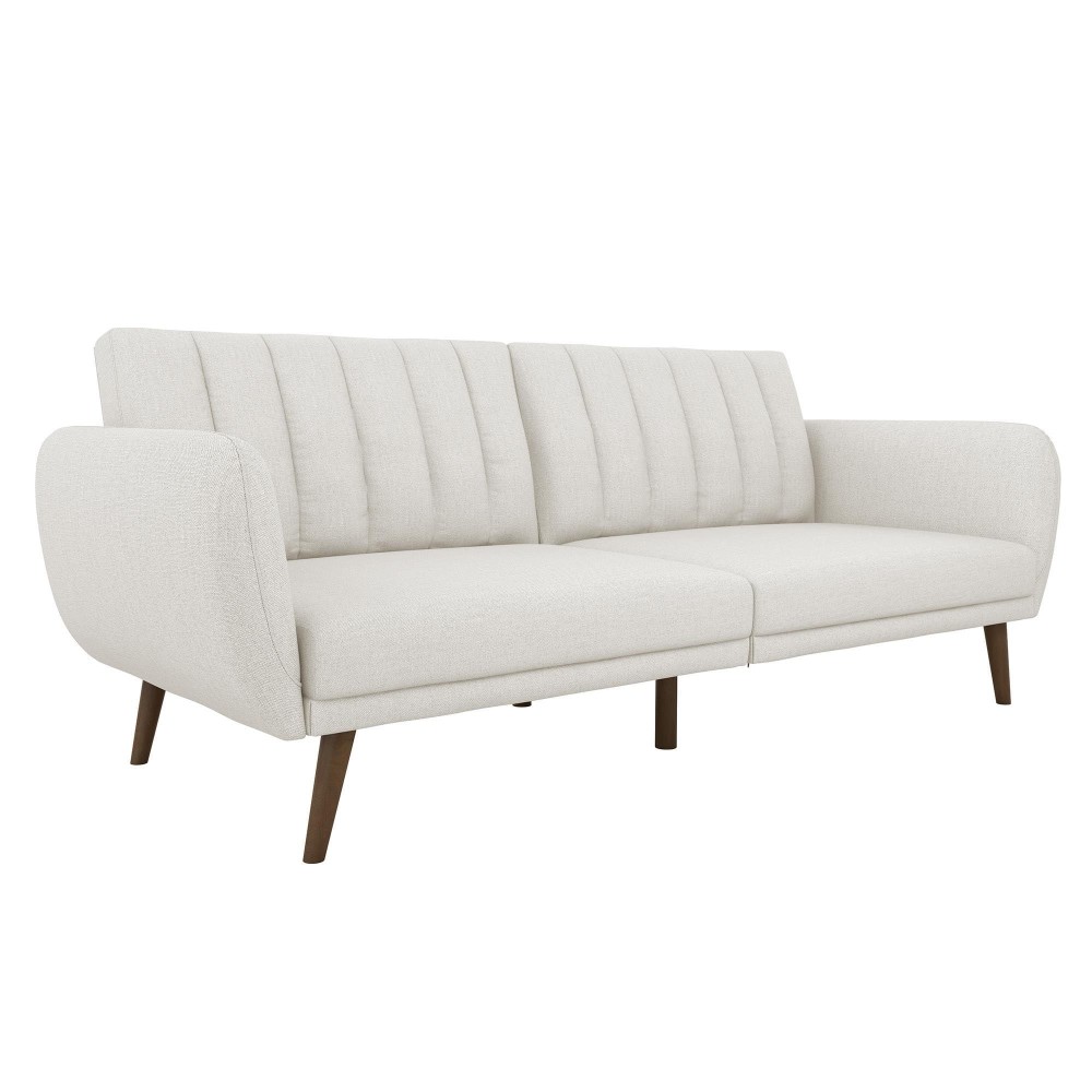 Novogratz Brittany 82 Inch Futon Sofa Bed Upholstered Couch Sleeper With Tufted Back Midcentury Modern Light Gray