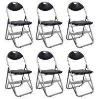 Vidaxl Folding Chairs 6 Pcs, Foldable Chair With Padded Seat, Chair For Reception Office, Stackable Commercial Seat, Modern Style, Faux Leather