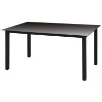vidaXL Garden Table Black 591x354x291 Aluminium and Glass 42788