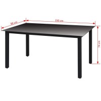 vidaXL Garden Table Black 591x354x291 Aluminium and Glass 42788
