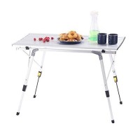 Campland Aluminum Table Height Adjustable Folding Table Camping Outdoor Lightweight For Camping, Beach, Backyards, Bbq, Party