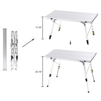 Campland Aluminum Table Height Adjustable Folding Table Camping Outdoor Lightweight For Camping, Beach, Backyards, Bbq, Party