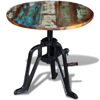 vidaXL Side Table Solid Reclaimed Wood Cast Iron 236x165248 243296