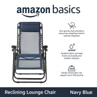 Amazon Basics Outdoor Textilene Adjustable Zero Gravity Folding Reclining Lounge Chair With Pillow 26 Navy Blue