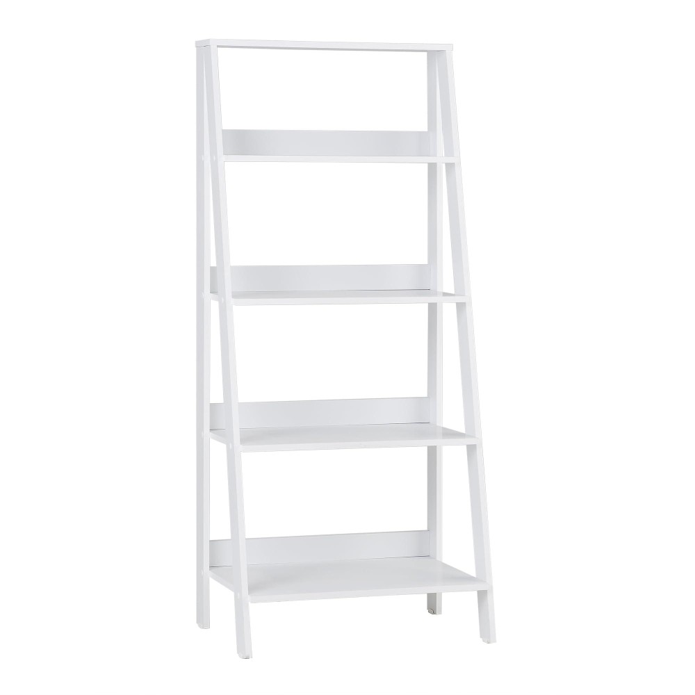 Walker Edison Sophia Modern 4 Shelf Ladder Bookcase , 55 Inch, White