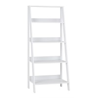 Walker Edison Sophia Modern 4 Shelf Ladder Bookcase , 55 Inch, White