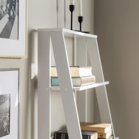 Walker Edison Sophia Modern 4 Shelf Ladder Bookcase , 55 Inch, White