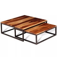 vidaXL Two Piece Nesting Coffee Table Set Solid Sheesham Wood 243961