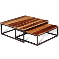 vidaXL Two Piece Nesting Coffee Table Set Solid Sheesham Wood 243961