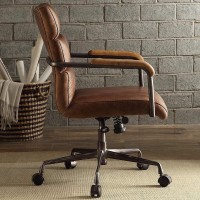 Acme Harith Leather Swivel Office Chair In Retro Brown