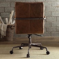 Acme Harith Leather Swivel Office Chair In Retro Brown