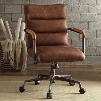 Acme Harith Leather Swivel Office Chair In Retro Brown