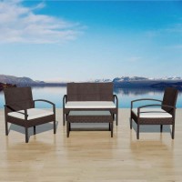 vidaXL 4 Piece Garden Lounge Set with Cushions Poly Rattan Brown 42672