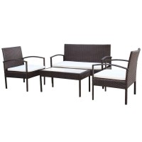 vidaXL 4 Piece Garden Lounge Set with Cushions Poly Rattan Brown 42672