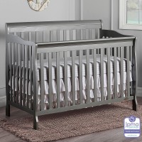 Dream On Me Ashton 4-In-1 Convertible Crib In Storm Grey, Greenguard Gold, Jpma Certified, Non-Toxic Finishes, Features 4 Mattress Height Settings, Made Of Solid Pinewood