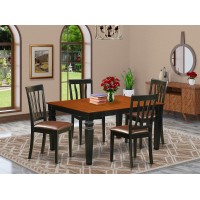 East West Furniture Wean5-Bch-Lc 5 Piece Set Includes A Rectangle Dining Room Table With Butterfly Leaf And 4 Faux Leather Upholstered Chairs, 42X60 Inch