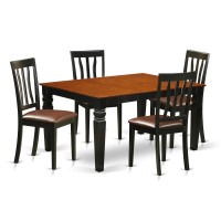 East West Furniture Wean5-Bch-Lc 5 Piece Set Includes A Rectangle Dining Room Table With Butterfly Leaf And 4 Faux Leather Upholstered Chairs, 42X60 Inch