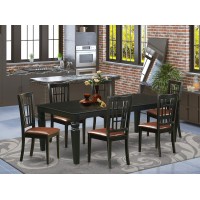East West Furniture Lgni7-Blk-Lc Logan 7 Piece Set Consist Of A Rectangle Wooden Table With Butterfly Leaf And 6 Faux Leather Dining Room Chairs, 42X84 Inch
