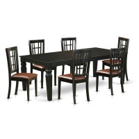 East West Furniture Lgni7-Blk-Lc Logan 7 Piece Set Consist Of A Rectangle Wooden Table With Butterfly Leaf And 6 Faux Leather Dining Room Chairs, 42X84 Inch
