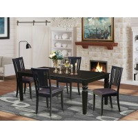 East West Furniture Lgdu5-Blk-Lc 5 Piece Kitchen Set Includes A Rectangle Table With Butterfly Leaf And 4 Faux Leather Dining Room Chairs, 42X84 Inch