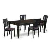 East West Furniture Lgdu5-Blk-Lc 5 Piece Kitchen Set Includes A Rectangle Table With Butterfly Leaf And 4 Faux Leather Dining Room Chairs, 42X84 Inch