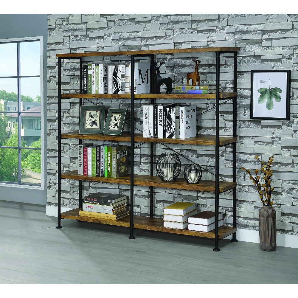 Barritt Industrial Antique Nutmeg DoubleWide Bookcase